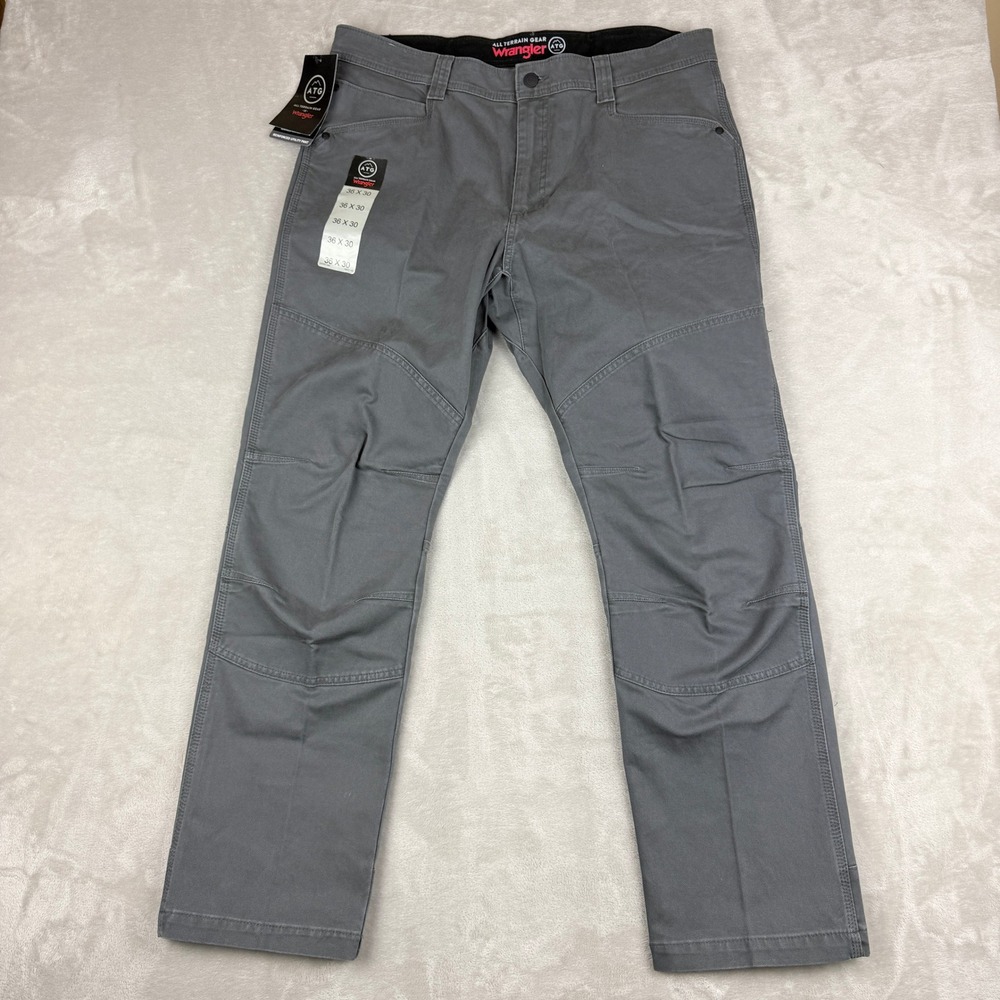 Wrangler ATG Pants Mens 36x30 Gray All Terrain Gear Double Knee Work Utility NWT